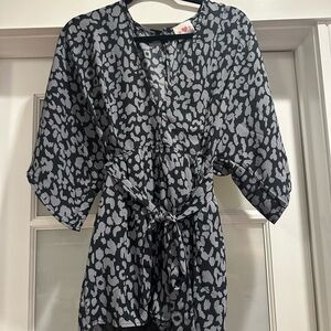 Stylish Navy Patterned Kimono Romper